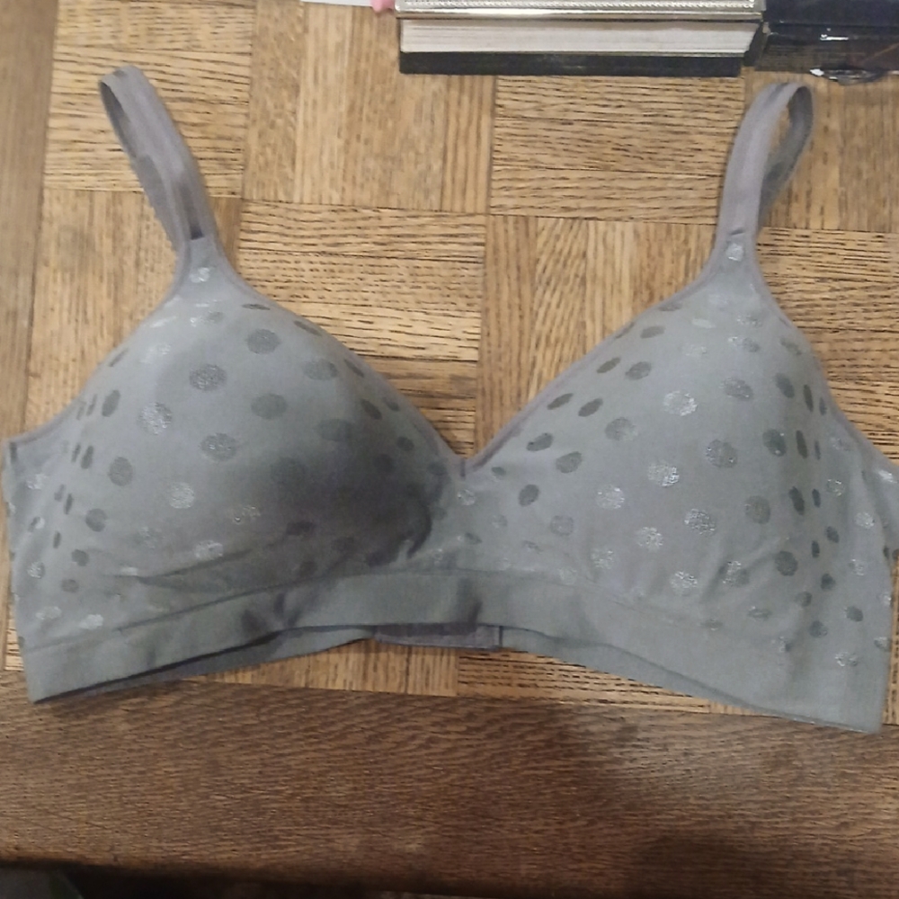 Gray Polka Dot Women's No Wire Bra